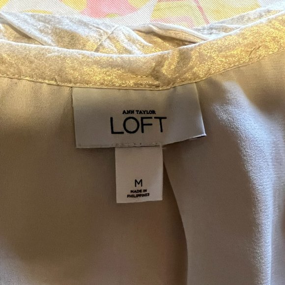 Loft Rope Neck Sleeveless Tank - Cream/Gold Shimmer - Lined - Medium - Picture 3 of 6